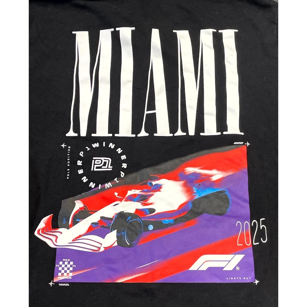 Hybrid Apparel Hoodie Boys L 14-16 Black Miami Formula 1 Racing Kangaroo Pockets